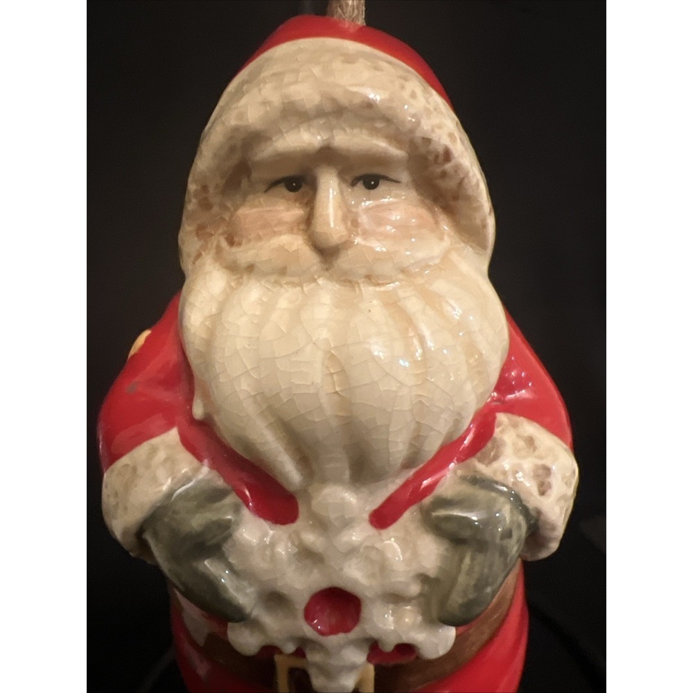 Vintage Santa Claus W/ Snowflake Dangling Legs Hanging Ornament 4"